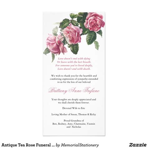 Funeral Thank You Cards Antique Tea Rose 3 Au Funeral