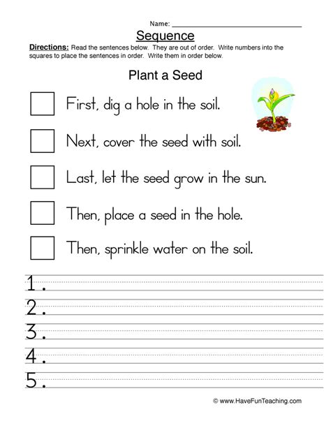Plant A Seed Sequence Worksheet Have Fun Teaching