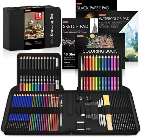 116 Pack Sketching And Drawing Pencils Set Shuttle Art Sketch Art