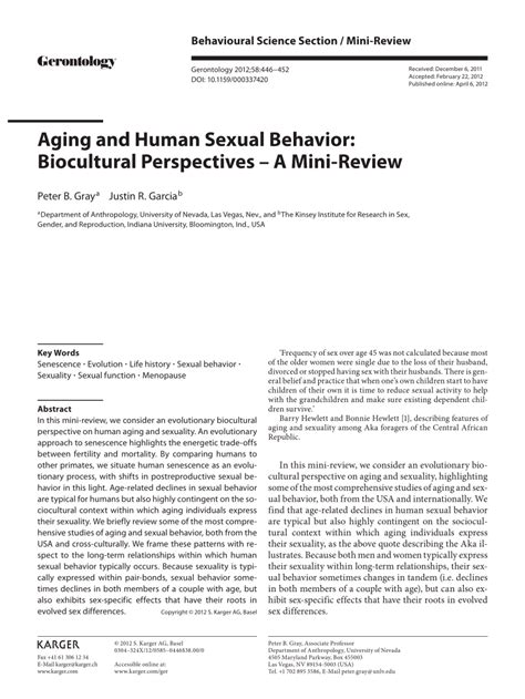 Pdf Aging And Human Sexual Behavior Biocultural Perspectives A Mini Review