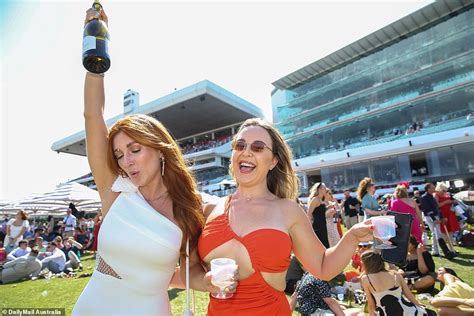melbourne cup glamorous racegoers let loose after watching the race that stops the nation