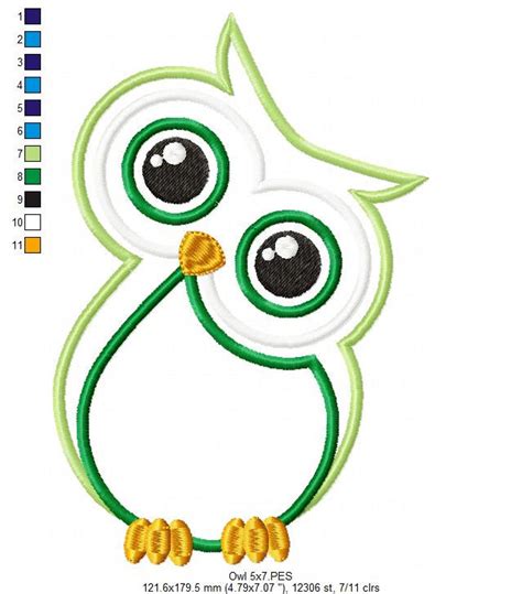 Tilted Head Owl Machine Embroidery Design Applique Etsy