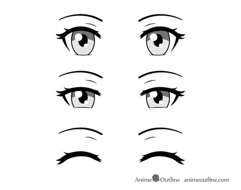 How To Draw Closed Closing And Squinted Anime Eyes Animeoutline How