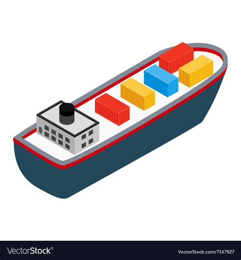 Cargo Ship Isometric 3d Icon Royalty Free Vector Image