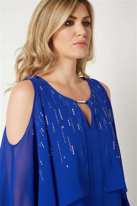 Sparkle Chiffon Overlay Dress In Royal Blue Roman Originals Uk