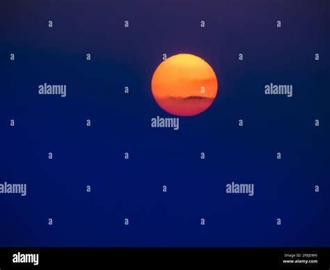 Full Red Moon Silhouette On Night Sky Stock Photo Alamy