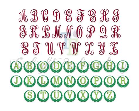 Machine Embroidery Monogram Fonts Set Multiple Sizes And Etsy