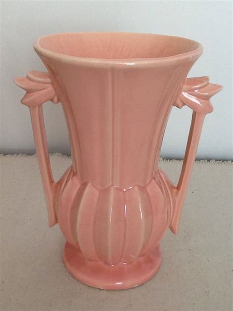 Vintage Mccoy Pink Double Handled Vase Planter Art Deco Style Very
