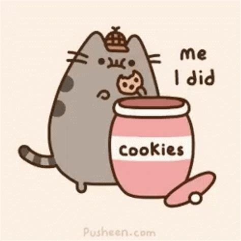 Pusheen Cat Eating Cookie 