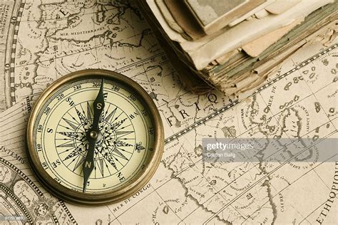 Old Compass Over Ancient Map High Res Stock Photo Getty Images
