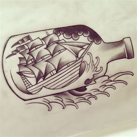 Ef#mevery color at once in a column of lights. Ship in a bottle | Traditional ship tattoo, Traditional ...