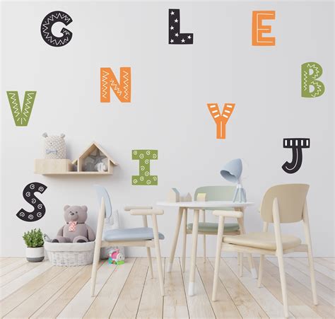 Alphabet Wall Decals Stickers Letter Wall Stickers Abc Wall Etsy