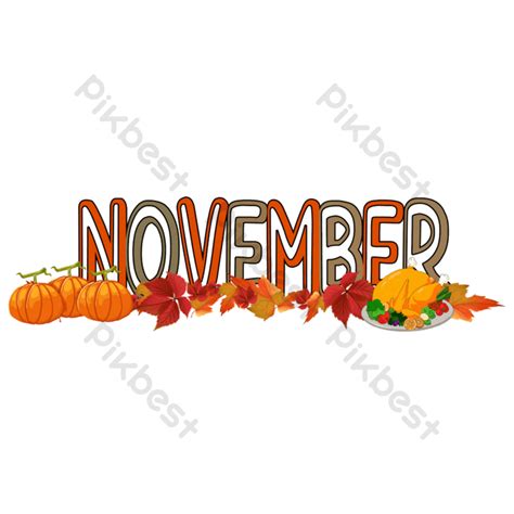 November Clipart Pumpkin And Autumn Leaves Png Images Psd Free
