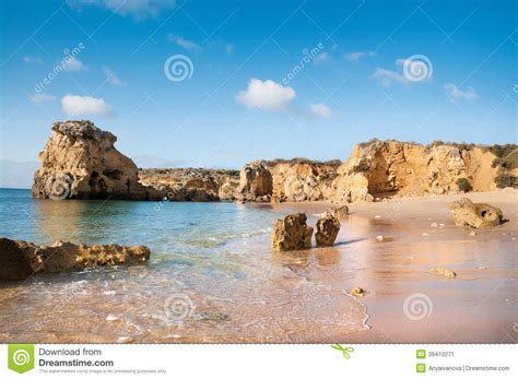 Golden Beaches Of Albufeira Portugal Stock Image Image Of Albufeira