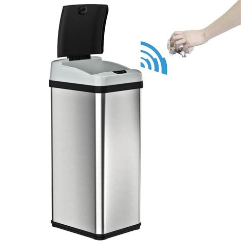 Itouchless 13 Gallon Brushed Silver Metal Touchless Trash Can With Lid