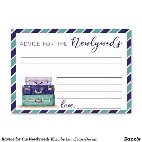 Advice for the Newlyweds Blue Suitcase Card | Wedding advice cards, Advice cards, Advice for the 