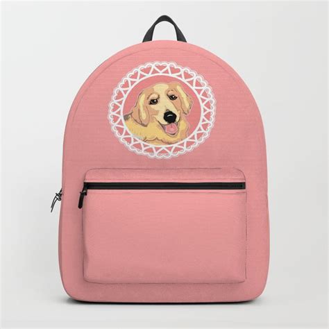 Golden Retriever Love Pink Backpack By Artist Abigail At Society6