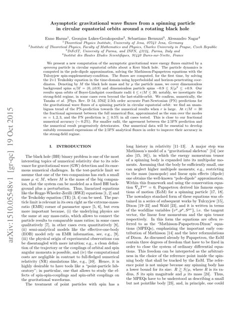 Pdf Asymptotic Gravitational Wave Fluxes From A Spinning Particle In