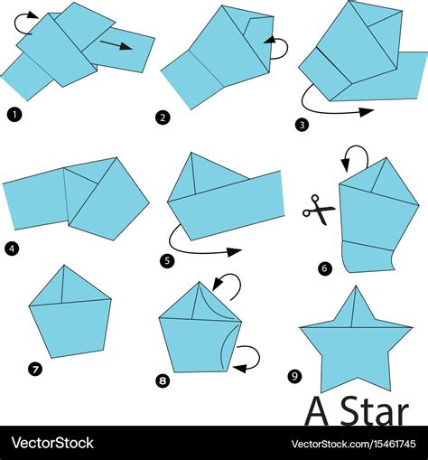Step Instructions How To Make Origami A Star Vector Image