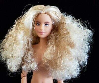 New Nude Barbie Doll TALL Made To Move Big Curly Blond Hair Natural