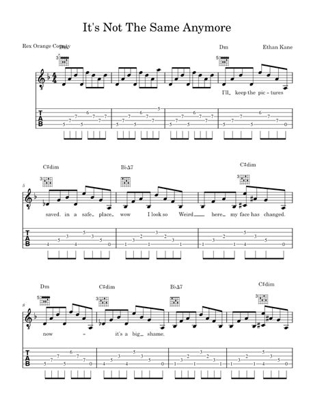 Its Not The Same Anymore Sheet Music For Guitar Solo