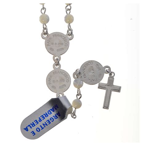 Pope Francis Rosary In 925 Silver And Mother Of Pearl Online Sales On
