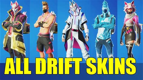 all drift skins in fortnite with edit styles youtube