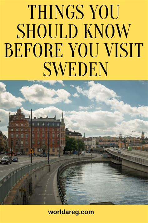 a river with the words things you should know before you visit sweden in black and yellow