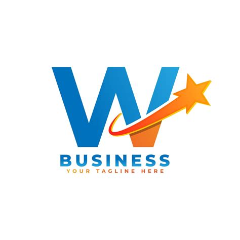 Letter W With Star Swoosh Logo Design Suitable For Start Up Logistic