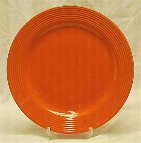Royal Norfolk Orange Stoneware Dinner Plate Greenbrier Ribbed