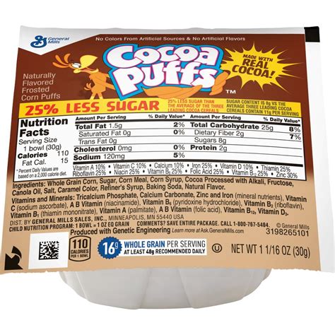 Cocoa Puffs Nutrition Facts Label Ythoreccio