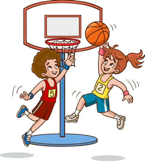 Premium Vector Vector Illustration Of Kids Playing Basketball