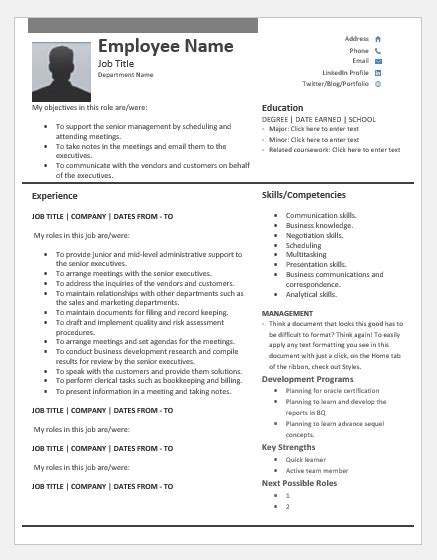 Employee Talent Profile Sheet Templates Word And Excel Templates