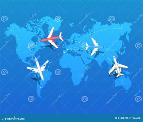 World Map Plane Tracks Aviation Track Path On World Map Airplane