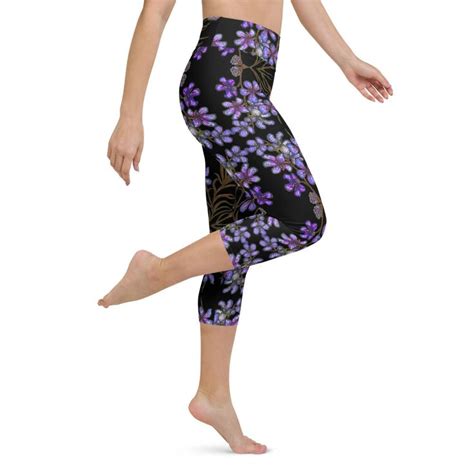 Purple Orchids Yoga Capri Leggings Floral Print Womens Best Capris T Heidi Kimura Art Llc