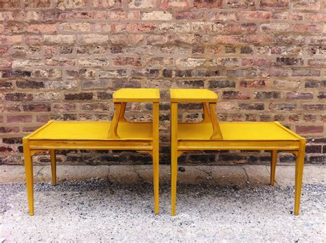 Vintage Side Tables In Mustard Yellow Etsy Vintage Side Table Side