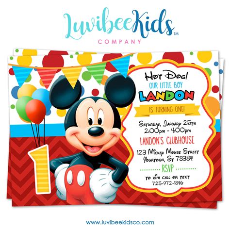 Mickey Mouse Birthday Invitation Printable Invite Style 01