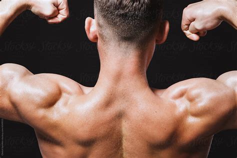 Athletic Back Of Muscular Male Trainer Stock Image Everypixel