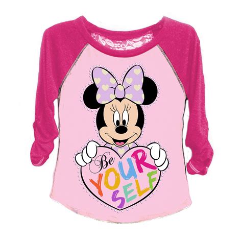 Disney Minnie Mouse Be Yourself Raglan Sleeve Girls 7 16 T Shirt