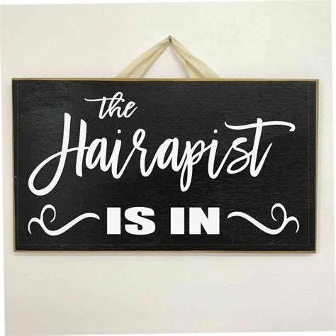 The Hairapist Is In Sign Beauty Hair Salon Spa Stylist T Funny Wood
