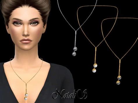 The Sims Resource Natalis Half Pearl Lariat Necklace • Sims 4