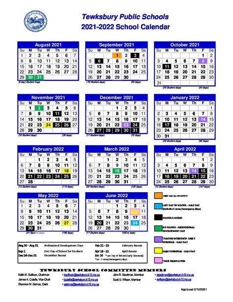 2021 2022 School Calendar John F Ryan Elementary