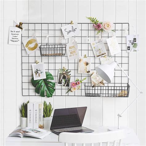 Gbyan 2 Pack Wall Grid Panels Multifunctional Wire Wall Organizer Iron