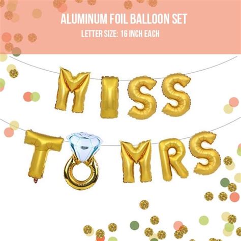 16 Inch Miss To Mrs Balloon Gold Foil Engagement Balloon Etsy