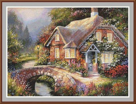Cottage On The Bridge Cross Stitch Pattern Counted Cross Etsy