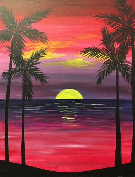 This 16 Little Known Truths On Sunset Painting Easy With Palm Trees