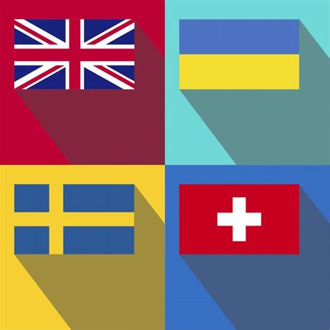 Premium Vector Switzerland Sweden Ukraine United Kingdom Flags
