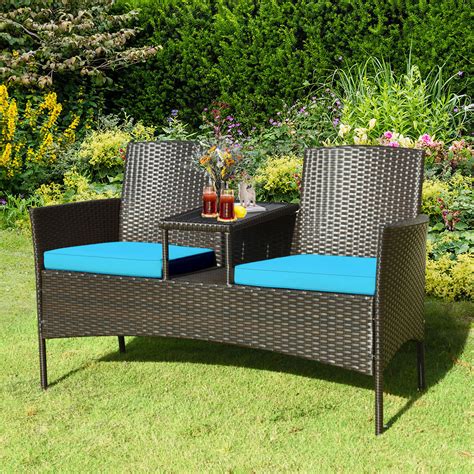 Perfect for entertaining, extra sitting or just to make a space useful. Patio Rattan Wicker Conversation Set Loveseat Sofa W/ Coffee Table Turquoise/Red | eBay