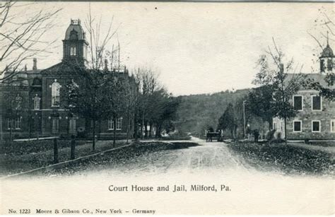 Photo Postcard Court House And Jail Milford Pa View From East High