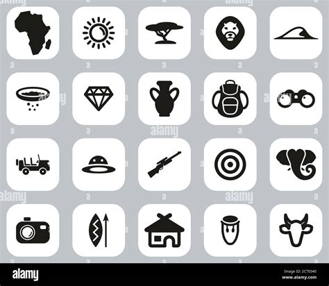 Africa Or African Culture Icons Black And White Flat Design Set Big Stock